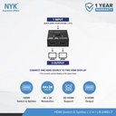 NYK HDMI Switch & Splitter 2 in 1 Bi Direct 4Kx2K 2 Port