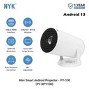Mini LED Portable Projector - Mini Proyektor 720P  Android 13 Bluetooth 5.0 200 Lumens Smart Projektor NYK PY100