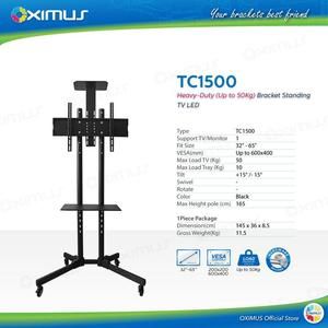[1732614485001536555] Bracket Standing LED TV Roda Portable 32-65 INCH OXIMUS TC1500 Optimalisasi Ruang dengan Bracket Standing Roda Serbaguna dan Modern - TC1500 Hitam