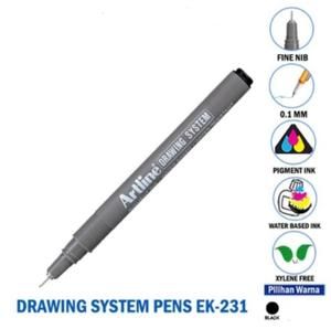 ARTLINE Drawing Pen System EK-231 | Pulpen Spidol Artline 0,1 mm EK231 Hitam