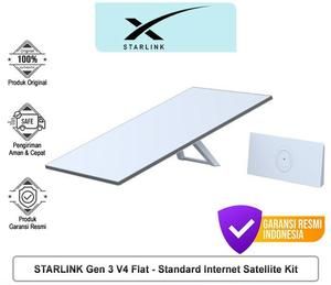 STARLINK Gen 3 V4 Flat - Kit Antena Satelit Standar Internet Dual Wi-Fi Wifi 6 Router Original Aman Cepat Garansi Resmi Indonesia