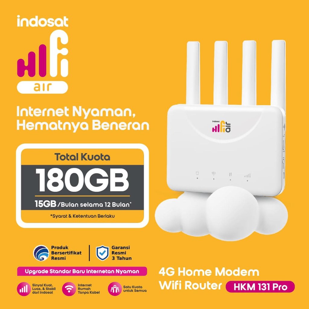 [1732254448185082923] Hifi Air HKM 131 Pro Modem Wifi 4G Unlock All Operator Kuota 215GB Setahun Tanpa Syarat - HKM131 Pro 215GB