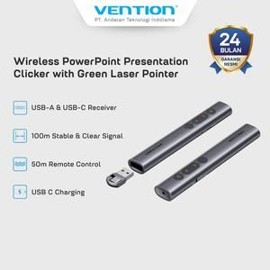 [1732090252374934571] Vention Wireless PowerPoint Presentation Green Laser Pointer 2.4Ghz With USB C Charging Cable - KQJ