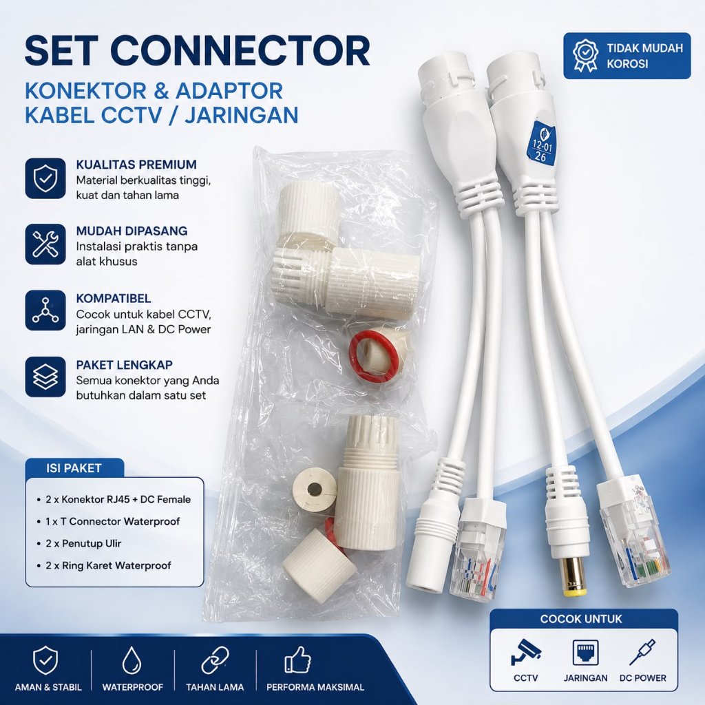 [1731673450910745643] Kabel Poe Splitter Waterproof Dan POE Injector Konektor Kabel POE Set Waterproof
