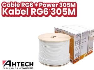 KABEL COAXIAL AHTECH Kabel RG6 + Power | Cable RG 6+P AHTECH Putih 305 Meter
