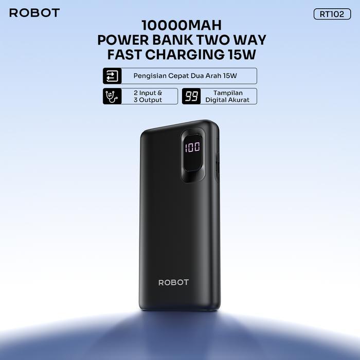 [1731579885435126827] ROBOT RT-17 Smart Powerbank Mini 37W 10000mAh With Cable USB to Type C Power Bank Fast Charging RT17