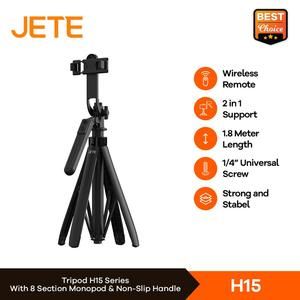 [1731568912992207915] JETE Tripod Bluetooth Tongsis Selfie Stick 1,8m + Remote Tripod 2 in 1JETE H15 - Postel Garansi 2th