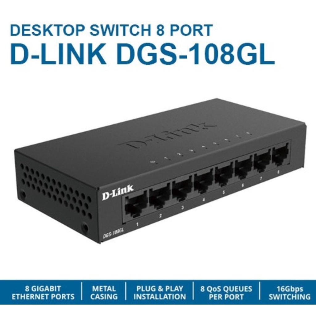 RUIJIE REYEE RG-ES08G-L 8 Port Gigabit Unmanaged 10/100/1000 Mbps Plastic Switch