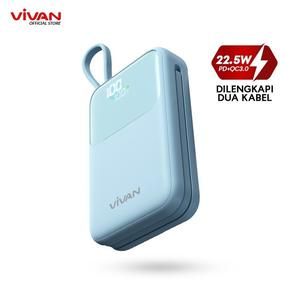 VIVAN VPB-P20 Powerbank 20.000 mAh 22.5W PD QC 3.0 LED 2 Built In Cable Type-C & Lightning Fast Charging