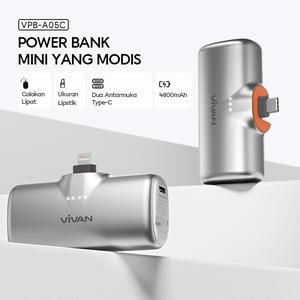 [1731346265997280299] VIVAN Super Mini Powerbank iPhone VPB-A05 | 4800 mAh A05L Foldable Plug in | Lightning