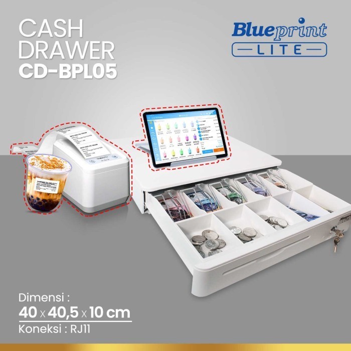 [1731145051137213483] CASH DRAWER BLUEPRINT CD BPL05 Laci Kasir Uang 5 Bill 5 Coin Mesin Kasir BP-L05
