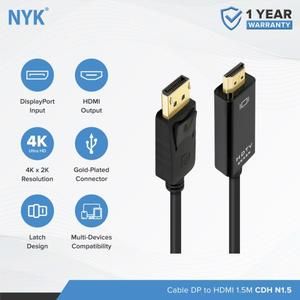 [1731145044972766251] Kabel DP to HDMI 1.5 Meter Cable NYK Display Port To HDMI