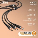 Charger JETE CX7C / C-X7C Kabel 3in1 Fast Charging (USB to Micro, Type C, Lightning)
