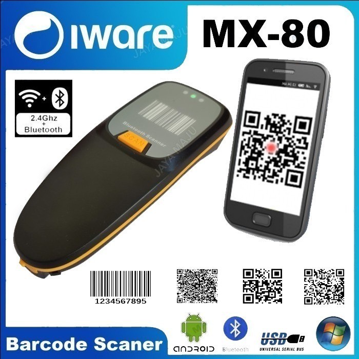 [1731145044971783211] BARCODE SCANNER PORTABLE WIRELESS Mini Bluetooth 2.4G 1D&2D IWARE MX88 - IWARE MX 88