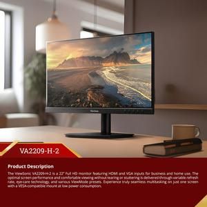 Monitor LED ViewSonic VA2209-H-2 22” IPS Full HD Monitor with Fast 1ms Response Time