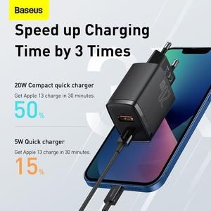 [1731145059446195243] Baseus Compact Quick Charger U+C 20W EU CCXJ-B Baseus Adaptor Black White