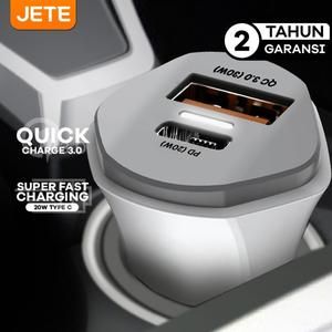 [CC-JT-R2] Car Charger JETE R2 Charger Mobil | Car Charger 20W Quick Charger 3.0