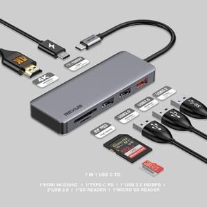 [CNV-RX-RXT701] Rexus RXT-701 Converter 7 in 1 Type-C to Multiport USB HUB Card Reader