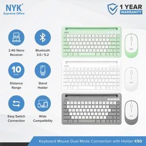 NYK Keyboard Mouse K50 / K-50 Dual Mode Wireless & Bluetooth Stand