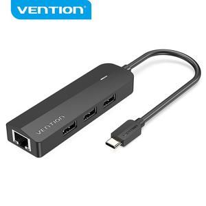 [USBH-VT-TC] VENTION USB HUB TYPE-C TO LAN 5in1 USB 2.0 3 PORT & RJ45 LAN CABLE