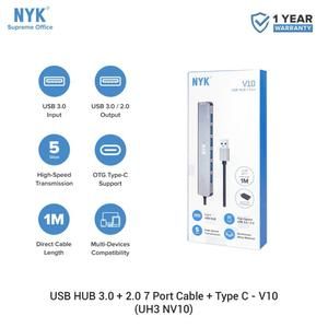 [USBH-NYK-V10] NYK USB HUB V-10 / V10 7 Port Cable 1M USB 3.0 + OTG Type-C