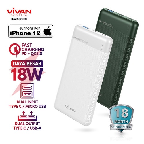 Vivan Powerbank VPB-D10 / VPBD10 10000mah Fast Charging QC 3.0 PD 20W