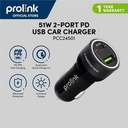 Car Charger PROLINK PCC24501 45W 2-Port Type C Power Delivery