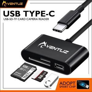 Card Reader 3 in 1 USB Type C to USB A 2.0/SD/TF Ventuz Converter OTG