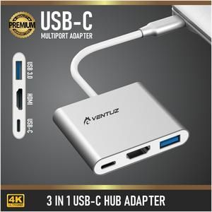 Ventuz Card Reader Converter USB-C Hub 3 in 1 - USB C HDMI USB 3.0