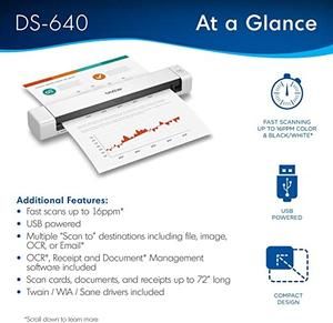 [SCN-BT-DS640] Scanner Brother DS-640 DS640 Compact Mobile Document Scanner Portable